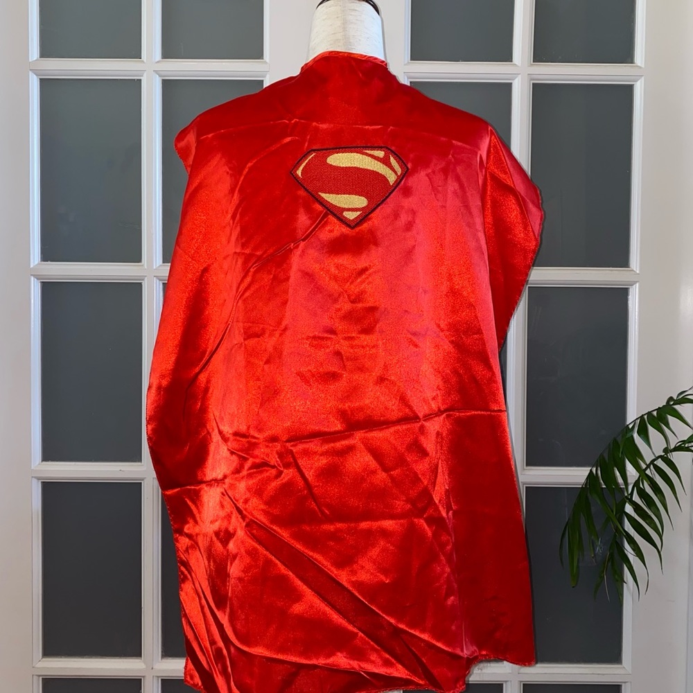 GUC Superman, Man of Steel Logo Red Satin Cape with Velcro Closure